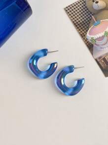1對簡約幾何和休閒風格的中空u型耳環,適合女性日常穿戴 - 綠色 - 查看 4