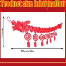 2024年春節派對裝飾用風龍花天花板裝飾,無紡布製成的龍年掛飾 - 紅色 - 查看 2