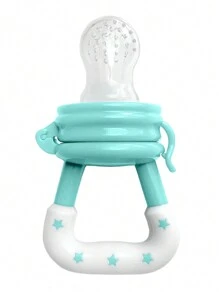 矽膠網袋柔軟彈性嬰兒進食工具水果蔬菜餵食器；水果補充器,適用於嬰兒,防止噎住 - 藍白色 - 查看 2