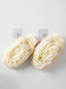 1件雙面去角質沐浴毛巾加沐浴球,家庭清洗工具,能產生泡沫和去角質 - 彩色 - 查看 5