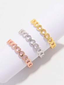 愛心設計銀婚戒適合女士新娘婚禮精細首飾類 - 銀色 - 查看 2