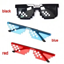 1副马赛克眼镜 二维个性化像素趣味时尚眼镜 一体式马赛克眼镜 - 黑色 - 查看 1