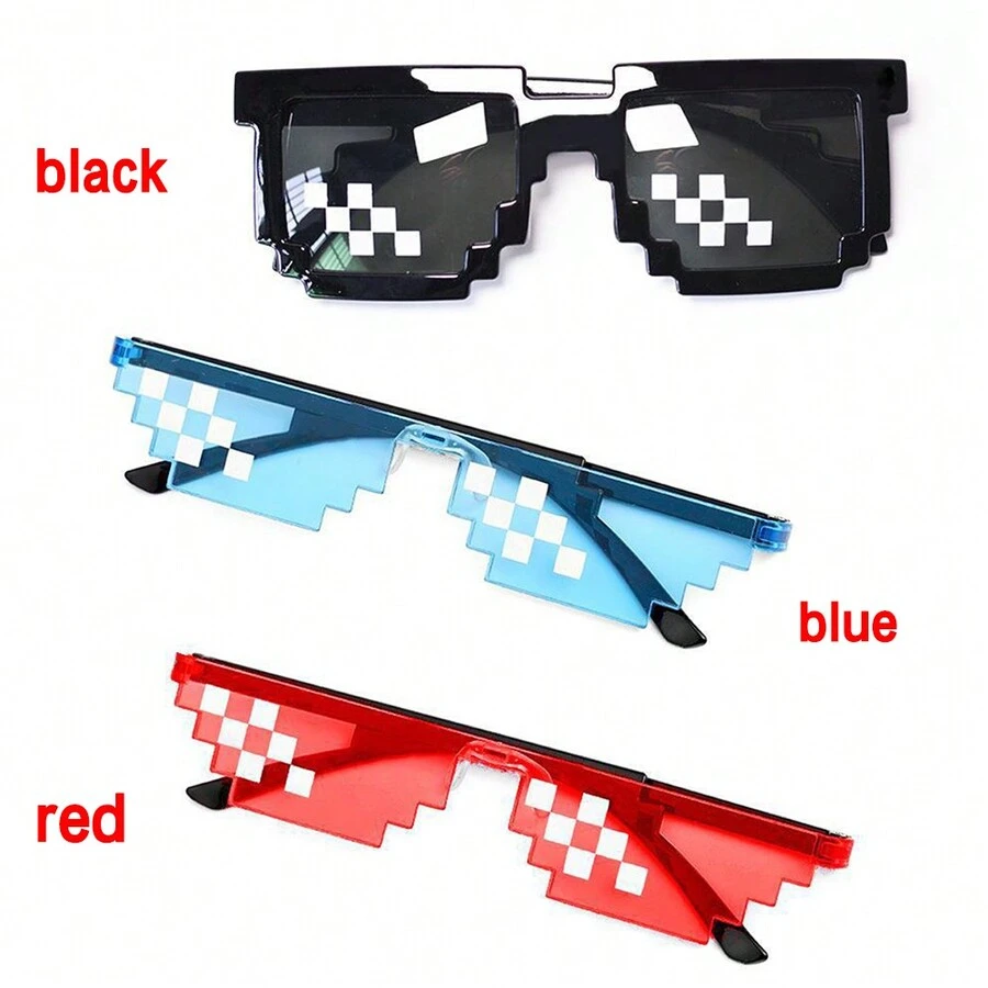 1副马赛克眼镜 二维个性化像素趣味时尚眼镜 一体式马赛克眼镜 - 黑色 - 查看 1