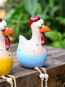 1只可愛又有趣的大眼長腿雞裝飾擺件,創意花園掛火雞微景雕塑手工藝品,適用於家居,花園裝飾 - 彩色 - 查看 7