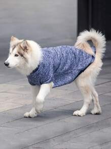 1件適用於黃金獵犬、哈士奇、邊境牧羊犬、貓咪的大狗羊毛衫，秋冬寵物服裝，中大狗適用 - 藏蓝色 - 查看 2