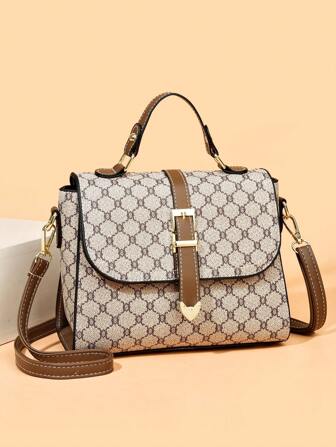 Fashionable Patterned Large Capacity Tote Bag, Old Money Style Women Bag