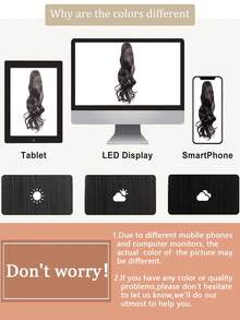 Synthetic Claw Clip Ponytail Extensions 18-26 Inch Long Curly Black Blonde Brown White Pony Tail Wig For Women(Black Brown) - Black-brown - View 9