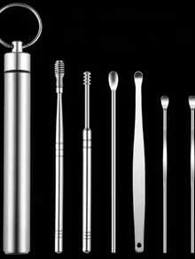 Genesis MX-Herramientas De Limpieza De Oídos Juego De 6 Piezas Estuche Portátil de Metal - Albaricoque - Ver 10