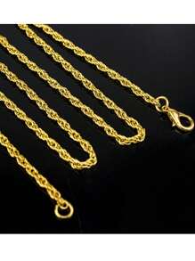 男士嘻哈風格扭曲鎖骨鏈項鍊 - 男士嘻哈麻花鎖骨鏈項鍊65cm金色 - 查看 2