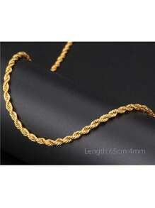 男士嘻哈風格扭曲鎖骨鏈項鍊 - 男士嘻哈麻花鎖骨鏈項鍊65cm金色 - 查看 3