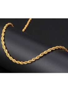 男士嘻哈風格扭曲鎖骨鏈項鍊 - 男士嘻哈麻花鎖骨鏈項鍊65cm金色 - 查看 6