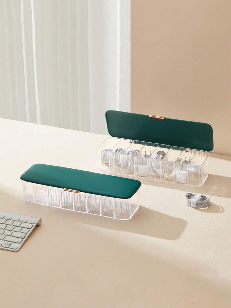 桌面多格線槽盒,用於數據/電話/電源線管理 - 彩色 - 查看 1