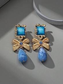 1 cặp kẹp tai trang trí nơ sang trọng cho ngày lễ tình nhân - Màu xanh lam - Xem 2