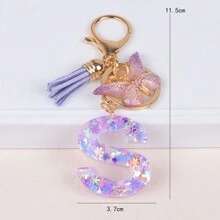 Breloc cu literă inițială Boho, drăguț fulg de zăpadă, paiete de dragoste, alfabet, breloc, fluture, pandantiv, inel, poșetă, rucsac, charm, husă pentru căști, accesorii, femei, fete, cadou pentru cupluri de Ziua Îndrăgostiților. Accesorii auto pentru geantă, charm, rucsac pentru școală, Goth Y2K.