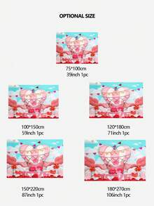 1pc Valentine'S Day Hot Air Balloon & Clouds Background Romantic Theme Holiday Party Decor Prop Backdrop Cloth - Multicolor - View 2