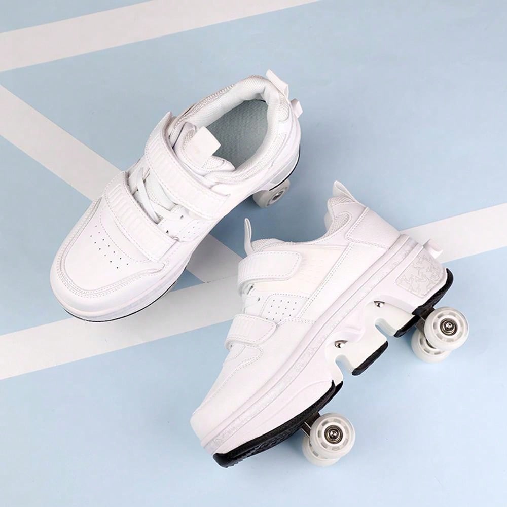 Fashionable And Cool Transformable Sneakers With 4 Wheels Or 2 Wheels
