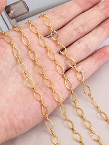 1m Fashionable Stainless Steel Eye-Shaped Stripe Chain For Diy Bracelet, Necklace Making - Yellow Gold - View 4