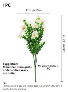 1入組/3入組人造花絲質雛菊花束向日葵尤加利葉婚禮裝飾情人節diy花環材料,新娘手腕花裝飾配件,婚車裝飾,門楣拱裝飾,家庭,餐廳,臥室,花瓶裝飾,生日派對裝飾,新年禮品 - 白色 - 查看 2