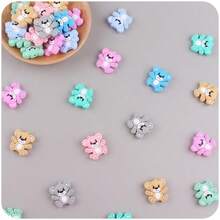 1入新款矽膠小熊造型珠子,適用於兒童藝術和手工藝品,創意彩色矽膠珠飾品配件 - 灰色 - 查看 3