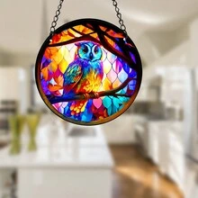 1只貓頭鷹花紋花園日光板裝飾,亞克力日光板牆窗院樹裝飾品,適用於室內和室外 - Pattern 05 - 查看 5