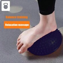 PVC Semi-Circular Durian Ball Inflatable Half Yoga Balls Massage Point Fitball Exercises Disc Trainer Fitness Balance Ball Core Pump For Improving Posture, Stability - Black - View 4