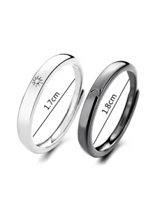 1 par sol con luna pareja anillos , negro con blanco - Blanco y Negro - Ver 3