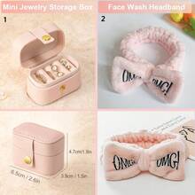 10入組浴室工具套裝包括頭帶,鏡子,首飾盒,化妝品組織包,防曬眼影卡,粉紅色櫻花禮盒 - 粉紅櫻花禮盒裝 - 查看 3