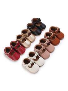 New Arrival Fall Solid Color Retro Style Girls' Princess Shoes, Non-Slip And Breathable, Suitable For 0-1 Year Old Infant - Pink - View 1