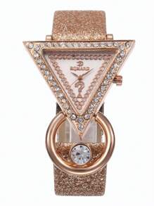 1pc Ladies Watch Rhinestone Studded Personalized Fashion Quartz Wristwatch & 3pcs Jewelry Set Necklace Rings Earrings As A Gift For Students Returning To School