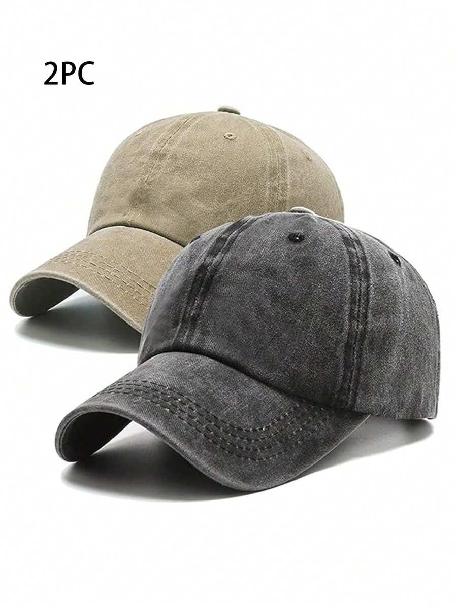 2 Miếng Mới Y2K Retro Màu thuần Ngoài trời Thể thao Giải trí Denim mùa giặt Đau khổ Mũ bóng chày Cho nam giới & NỮ Thích hợp Đối với Các hoạt động ngoài trời Và Mặc hàng ngày - màu đen và đỏ tía - Xem 1