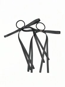 1 Set/2pcs Women's Black Ribbon Long Streamers Ballet Style Double Layer Bowknot Hair Tie, Suitable For Everyday Wear, Vacation, Shopping, Photography Etc. Can Be Used For Making Double Ponies Or As Gift For Girlfriends And Friends, All Seasons Match - Black - View 5