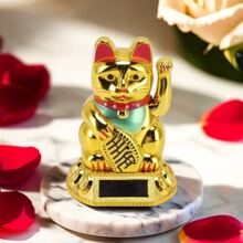 太陽能塑膠招財貓家居及節慶裝飾 - 白色 - 查看 2