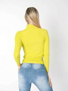 Suéter Manga Larga Mujer Botones Dorado - Verde - Ver 4