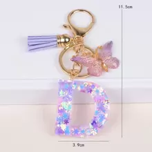 Breloc cu literă inițială Boho, drăguț fulg de zăpadă, paiete de dragoste, alfabet, breloc, fluture, pandantiv, inel, poșetă, rucsac, charm, husă pentru căști, accesorii, femei, fete, cadou pentru cupluri de Ziua Îndrăgostiților. Accesorii auto pentru geantă, charm, rucsac pentru școală, Goth Y2K.