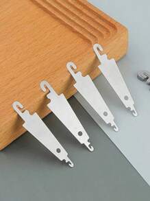 5pcs/Set Steel Plate Iron Hook Threader/Cross-Stitch Needle Threader Accessory/Manual Sewing Threader/Double-Headed Thread Insertion Tool/Easy Threader - Silver - View 2