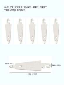 5pcs/Set Steel Plate Iron Hook Threader/Cross-Stitch Needle Threader Accessory/Manual Sewing Threader/Double-Headed Thread Insertion Tool/Easy Threader - Silver - View 5