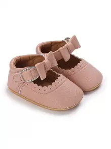 New Arrival Fall Solid Color Retro Style Girls' Princess Shoes, Non-Slip And Breathable, Suitable For 0-1 Year Old Infant - Pink - View 2