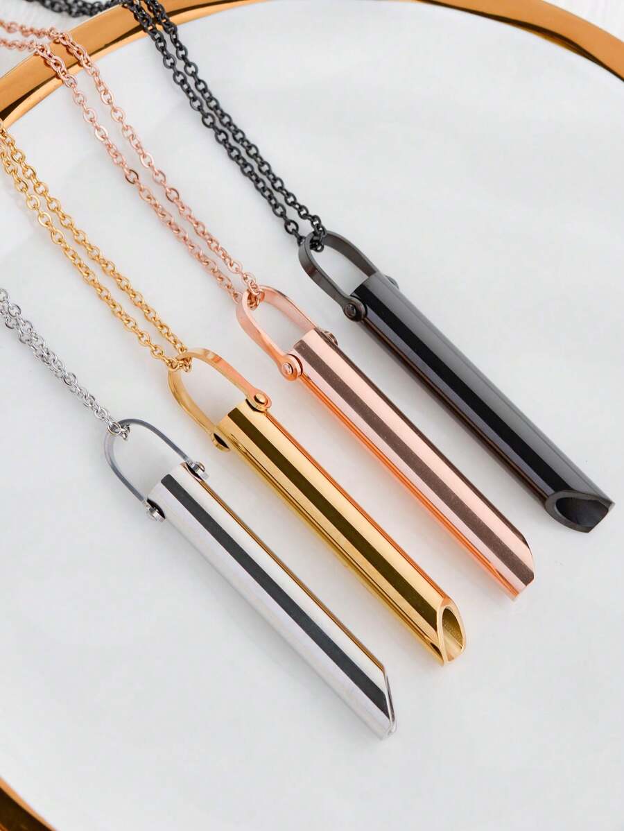 多色正念呼吸項鍊,時尚不銹鋼口哨冥想減壓吊墜,送給女朋友或男友的生日、情人節和聖誕禮物。 - 哨子 - 查看 1