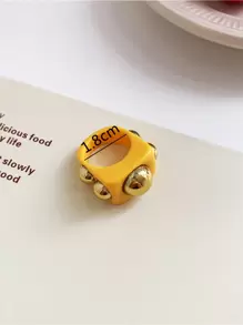 Cute Childlike Assembled Geometric Resin Acrylic Ring - Black - View 8