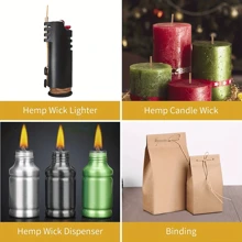 200 FT 100% Organic  Wick,  Wick Well Coated Natural Beeswax For  Wick Lighter Or Candle Making, Slow Burn, No Dripping, Standard Size(1.2mm) - Brown - View 4