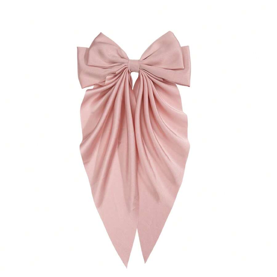 1 件粉色可爱蝴蝶结发夹，适合女孩，适合日常佩戴 - 粉色 - 查看 1