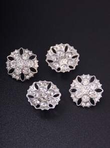 6入組圓形中空金屬鈕,鑲有鉆石裝飾,適用於女士外套、防風外衣、羊毛衫和帽子等 - 亮白K - 查看 4