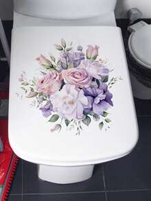 全新跨境彩色花卉廁所貼紙,浴室和洗手間裝飾貼紙 - 彩色 - 查看 5