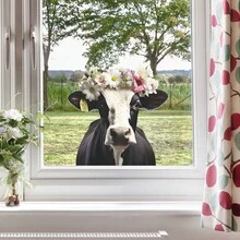 1 件手繪花環動物牛牆貼 - 彩色 - 查看 6