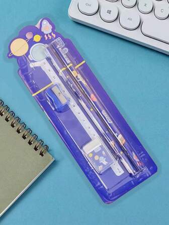 Conjunto de premios perfectos para estudiantes! Kit de 5 piezas con lápiz, borrador, regla suave y sacapuntas