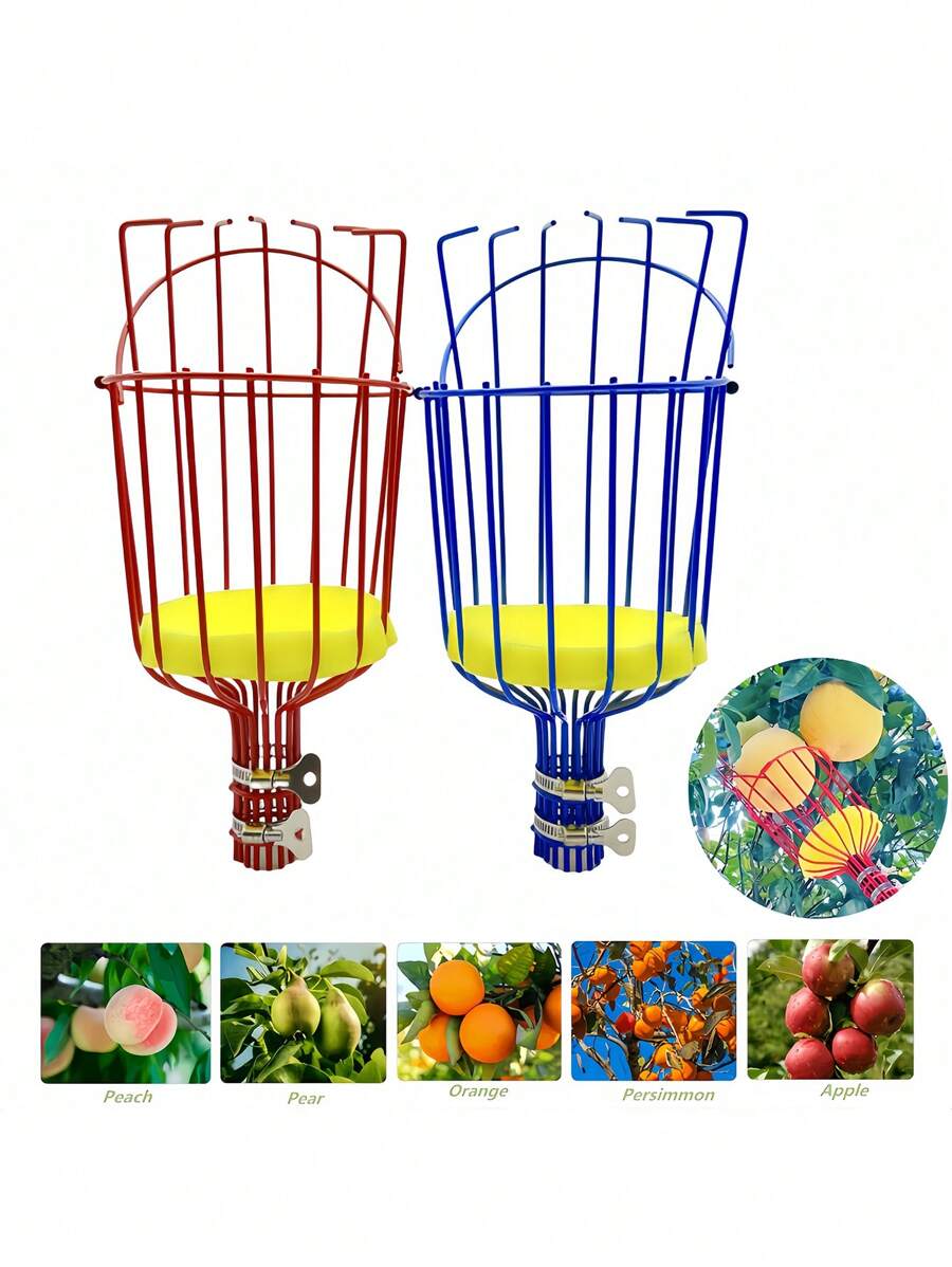 1pc, Fruit Picker Claw Tool Garden Basket Fruit Metal Picking Tool High-Altitude Peach Pear Orange Picking Tool, Only Picker Claw - Red - View 1