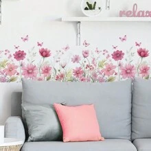 1pc Colorful Floral & Butterfly Wall Decal,Stickers,Wall Decal, Vinyl Decal For Home Decorations,Spring Decoration Items Refresh Your Home,Rama Decoration Stickers Gifts Birthday Graduation - Multicolor - View 6