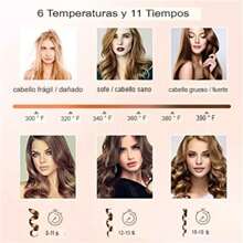Plancha rizadora de pelo portátil totalmente automática, rizador de cabello recargable, calentamiento rápido, inalámbrico, temperatura ajustable, rizos duraderos para uso en casa y viaje - Rosa - Ver 4