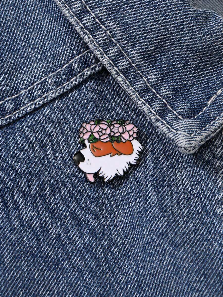 新款花狗系列設計徽章卡通可愛風格胸針 - 小動物胸針 - 查看 1