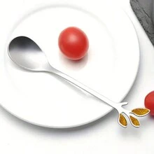 6/12pcs Blue Leaf Coffee Spoon Set, Stainless Steel Appetizer Spoon, Tableware Dessert Spoon, Mini Dessert Vessels, Creative Spoon For Food, Fruits, Mixing Tool, Suitable For Restaurant, Wedding, Household Gatherings, 10cm/3.93 Inch - Blue Leaves - View 8